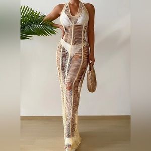 Knit Maxi Crochet Coverup dress